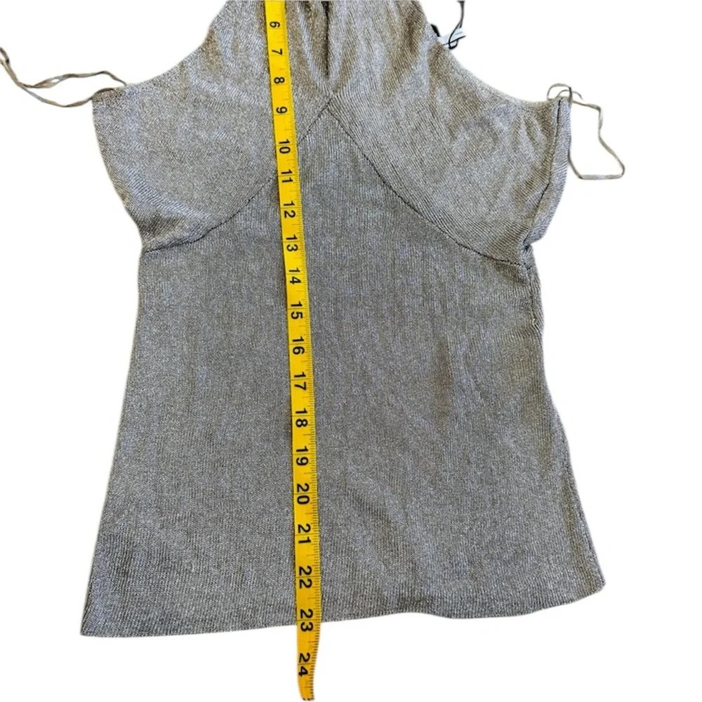 Reiss metallic criss cross halter top in silver NEW - Picture 8 of 9